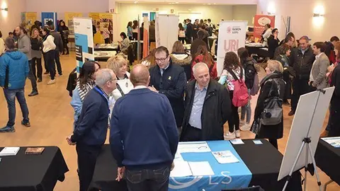 Visita de Joan Trull i Marc Solsona a la Fira Universitària del Pla d'Urgell