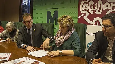 Participants en la signatura de l'acord, Acudam i el Club Natació Mollerussa Portada