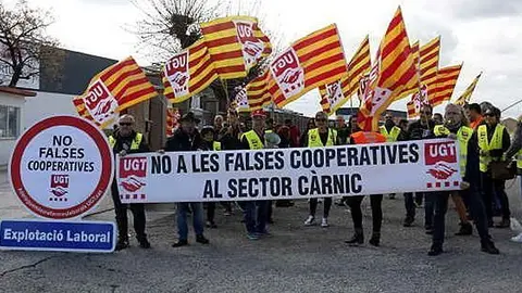 Mobilitzacions del sindicat UGT en contra de les falses cooperatives