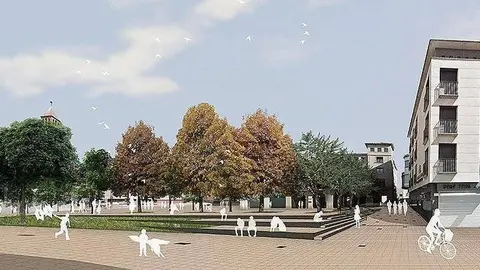 Imatge virtual de la plaça de l'Ajuntament de Mollerussa