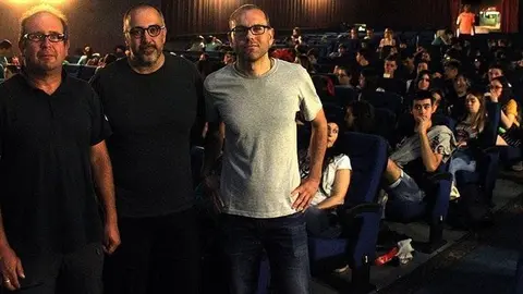 Daniel Agudo, i els responsables de Galacticat en l'acte inaugural