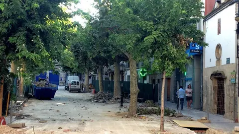 Imatge de les obres a la plaça Major de Mollerussa