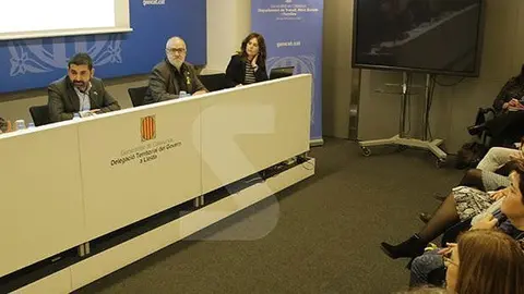 Chakir el Homrani, Ramon Farré, i Joan Santacana en la presentació a Lleida