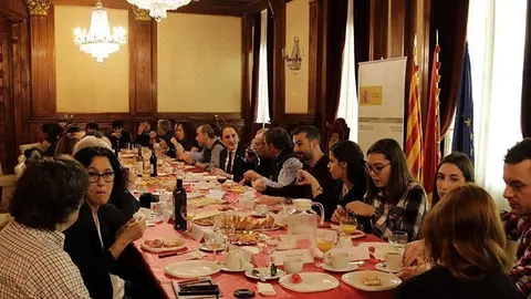 Imatge dels periodistes lleidatans en l'esmorzar de Nadal a la Subdelegació del govern a Lleida
