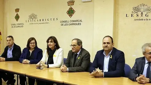 Quim Torra i la consellera de Cultura, Laura Borràs a la seu del Consell Comarcal de Les Garrigues