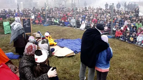 La recreació del camp de refugiats que es va fer al municipi d'Alpicat l'any 2018