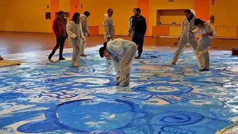 Preparació del mural del Saló del LLibre de Mollerussa 1