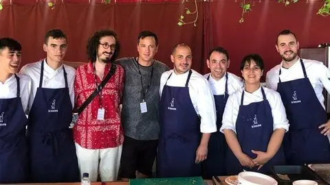 Albert Barqué, Marc Marzenit, i Joel Castanyé amb l'equip, a Sónar