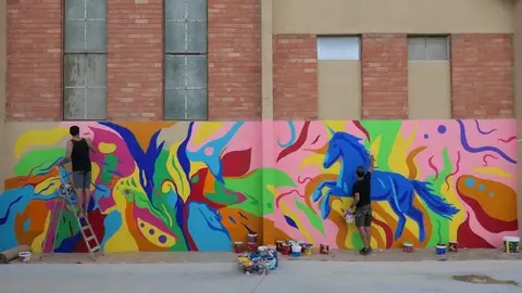 El mural de l'escola Marinada de Vilanova de Bellpuig