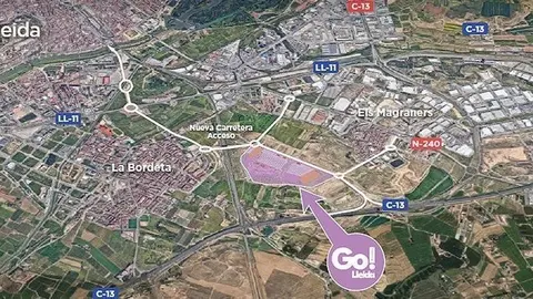 Plànol amb la ubicació del futur parc comercial i d'oci Go Lleida