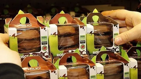 El Roscó, snacks de poma i xocolata, en el supermercat