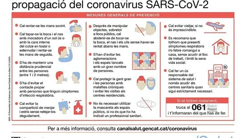 Normes i recomanacions del departament de Salut, per evitar contagis