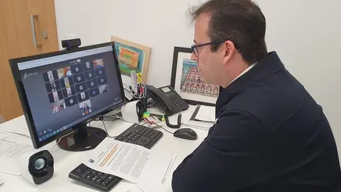 Reunió telemàtica de l'alcalde de Mollerussa  Marc Solsona