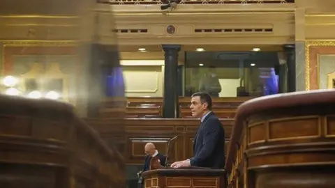 El president del govern espanyol, Pedro Sánchez, aquest dimecres 22/4/2020 al Congrés dels Diputats (horitzontal)