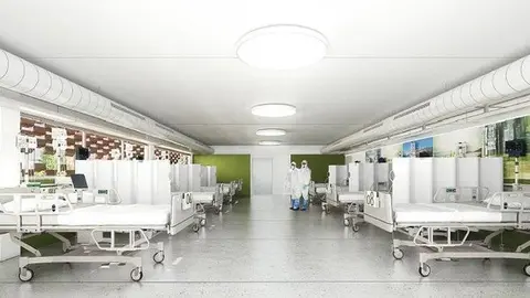 Imatge virtual de l'interior del nou edifici que es vol construir annex a l'Hospital Arnau de Vilanova