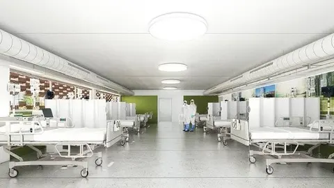Imatge virtual de l'interior del nou edific annex a l'Hospital Arnau de Vilanova