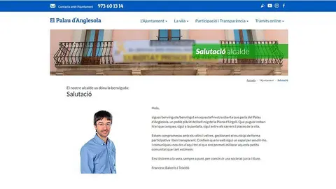Imatge de la salutació de l'Alcalde al web de l'Ajuntament