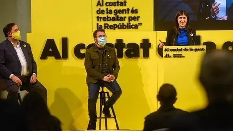 Marta Vilalta, amb Oriol Junqueres i Pere Aragonés