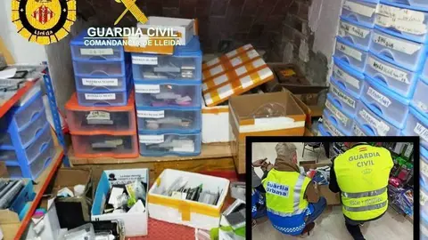 Material intervingut per la Guàrdia Civil i la Guàrdia Urbana de Lleida @OPC