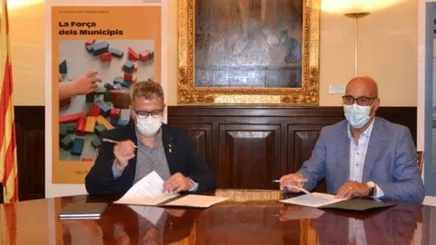 Signatura d'un conveni de col·laboració entre la Diputació de Lleida i la COELL