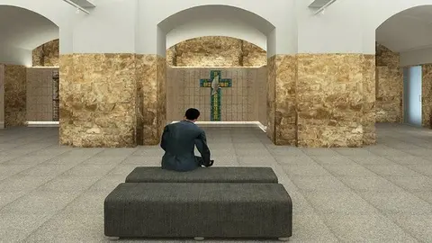 Imatge virtual dels columbaris al soterrani de l'església de Sant Pere de Lleida @LauraCortés