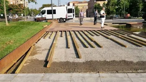 Primera fase de reparació del Parc de les Vies de Lleida.