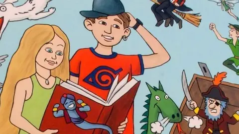 Mural d’Oriol Arumí a la façana de la Biblioteca d'Alpicat