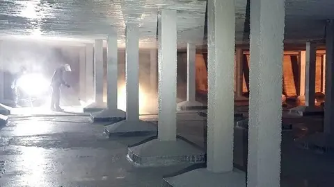 Treballs de millora en un dels dipòsits situats al Parc de Sant Eloi