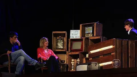 Guillem Boleda en el late night amb Espartac Peran i l'Ana Boadas ©Territoriscat