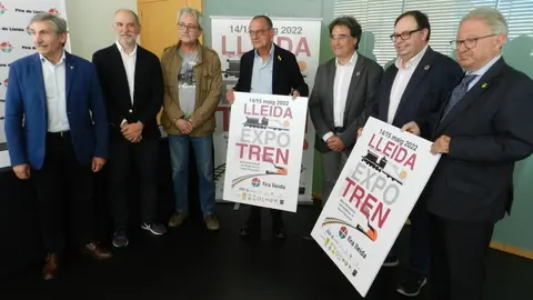 Autoritats i organitzadors en la presentació de l'11a edició del saló Lleida Expo Tren ©Fira de Lleida