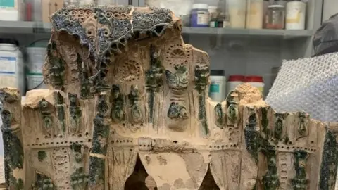 El suport de tenalla del call de Lleida restaurat pel Laboratori d'Arqueologia de la UdL. Fotografia: UdL.