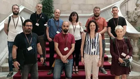 Portaveus de les plataformes catalanes que acullen les famílies afectades que s'han quedat sense plaça educativa. Fotografia: Cedida.