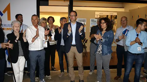 El candidat de Mollerussa Primer, Marc Solsona, després de conèixer la victòria electoral el 28-M - Foto: Oriol Bosch