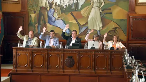 El president Joan Talarn acompanyat dels nous vicepresidents i vicepresidentes durant la votació - Foto: Ignasi Gómez