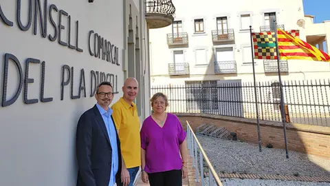 El president del Consell Comarcal del Pla d'Urgell amb els vicepresidents, Jordi Martínez i Maribel Zamora - Foto: Consell Comarcal del Pla d'Urgell