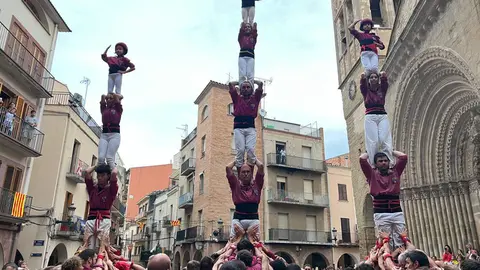 Vano de 5 dels Castellers de Lleida durant l'actuació a Agramunt - Foto: Castellers de Lleida