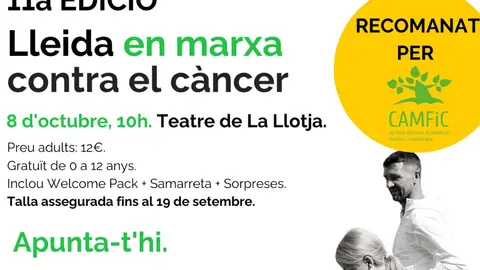 Cartell de l'11 edició de 'Lleida en marca contra el càncer' - Imatge AECC Lleida