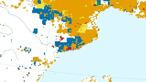 Mapa de sequera de Catalunya la primera quinzena d'octubre de 2023 - Foto: Observatori Europeu de la Sequera (EDO)