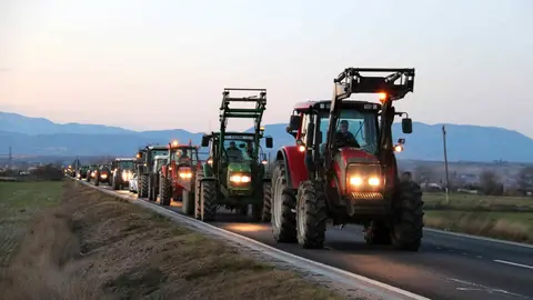 Tractorada a la C-53 entre Anglesola i Tornabous - Foto: Alba Mor