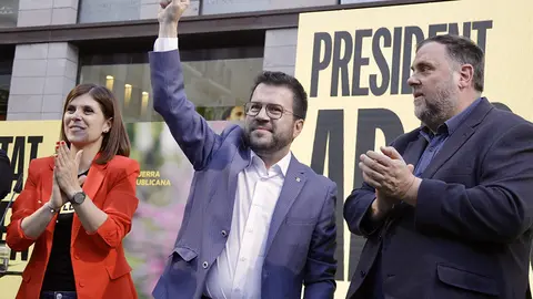 Vilalta, Aragonès i Junqueras, al míting d'ERC a Lleida - Foto: Jordi Pujolar