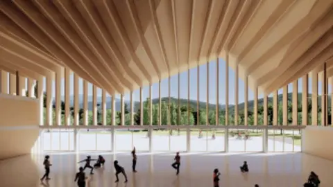 Imatge virtual d'una zona interior de la proposta d'edifici per acollir l'INEFC Pirineus a la Seu d'Urgell. Foto: ACN