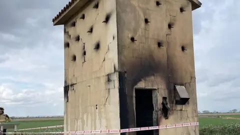 Imatge d’una de les torres cremades. Foto: Cedida a l'ACN