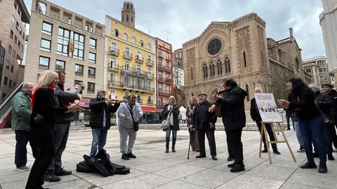Presentació de l'espectacle Lleida, Ciutat de Garrotín a la plaça de Sant Joan de la ciutat. Foto: ACN