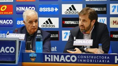 Luis Pereira i Marc Torres, del Lleida CF. Foto. Lleida CF