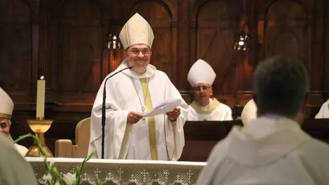 El bisbe de Lleida, Daniel Palau, durant el seu parlament a la catedral