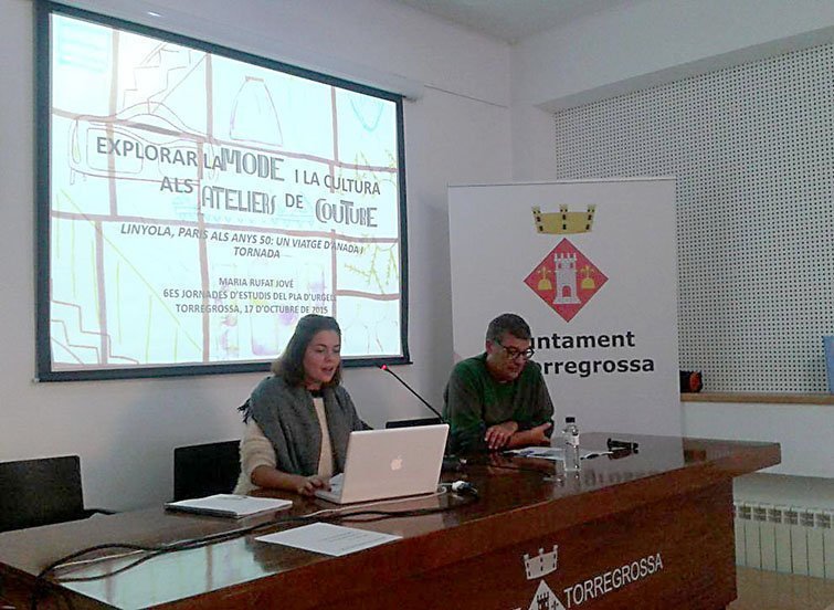 Maria Fufat parla sobre els tallers de costura a Limyola.