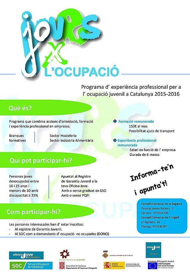 CARTELL JOVES PER L' OCUPACIÓ