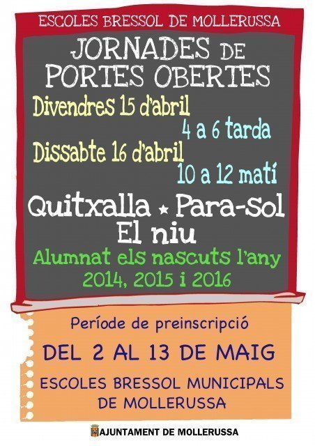 portes obertes escoles bressol mollerussa cartell
