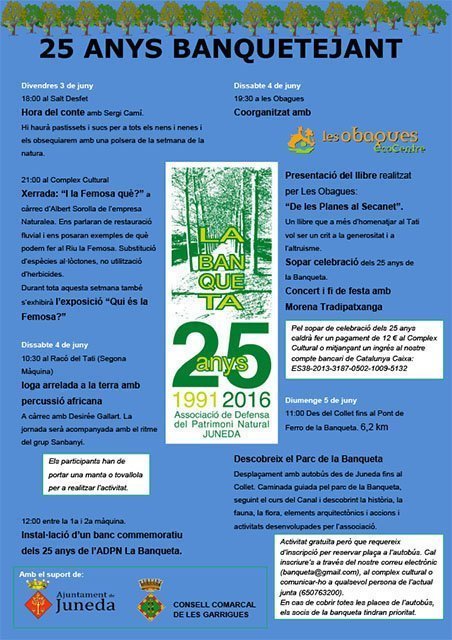 cartell activitats 25 anys banquetejant, 3,4,5 juny.3