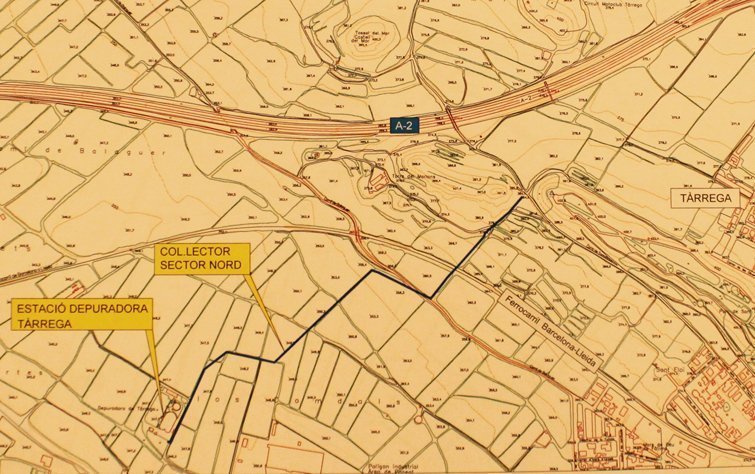 Plànol del tram de col·lector de Tàrrega